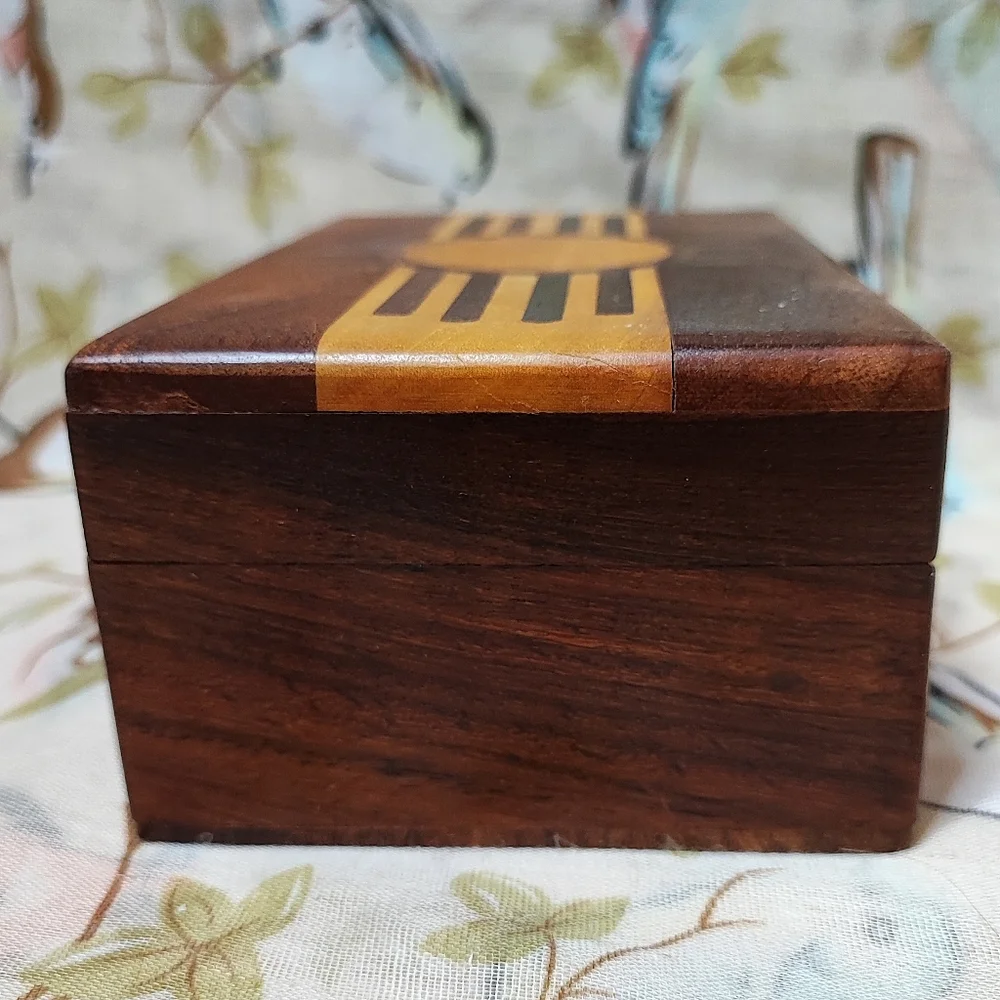 Native American Navajo Sun Wood Wooden Jewelry Craft Stash Secrets Crafted Box